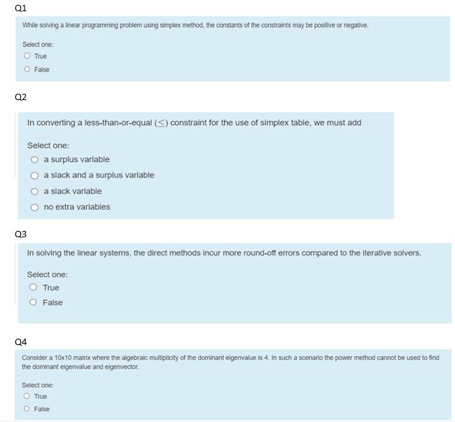  Q1 While solving a linear programming problem using simplex method, the