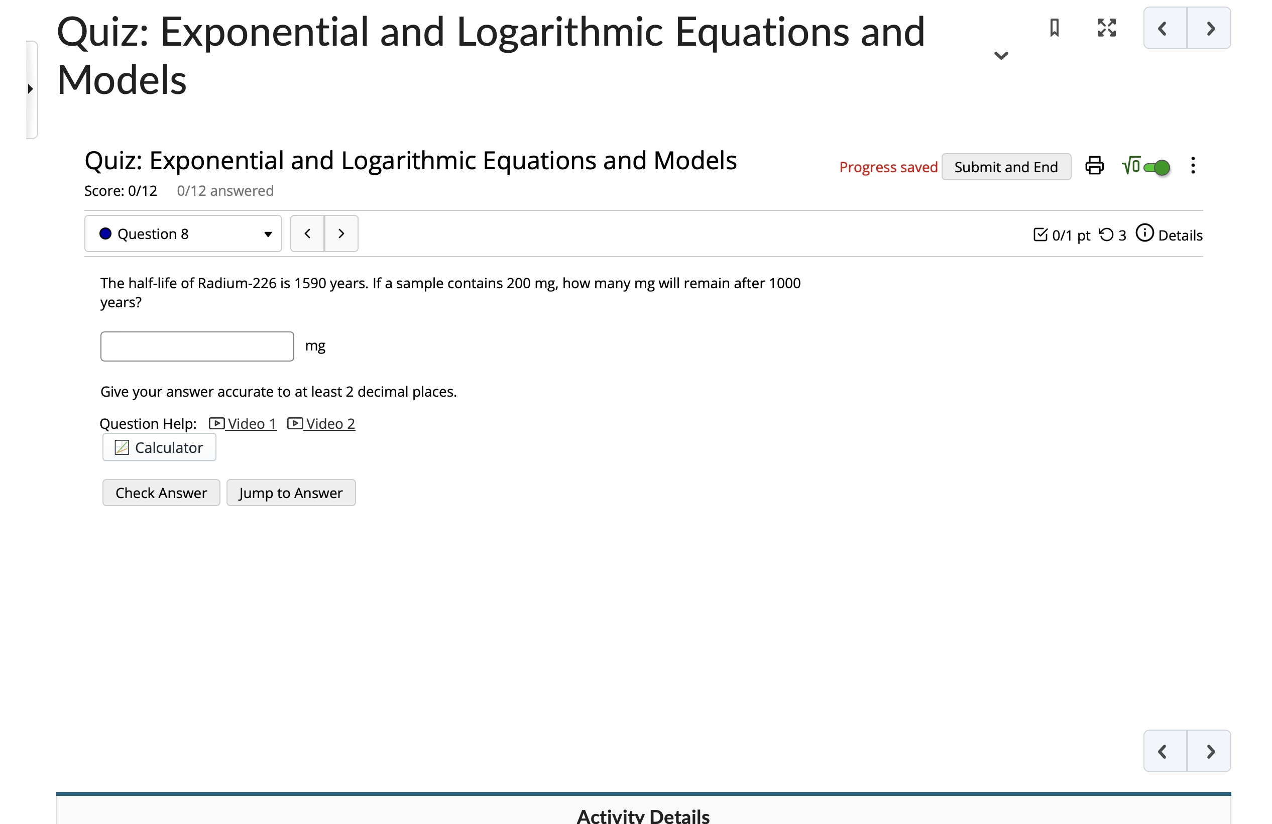 Question Help: Video Calculator Check Answer Jump to