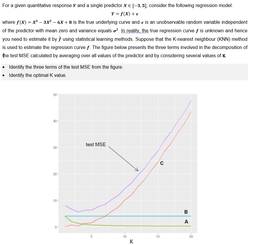  For a given quantitative response Y and a single predictor X