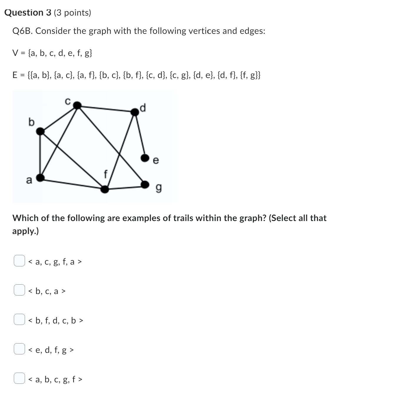 = {{a, b}, {a, c], {a, d}, {a, f}, {b, c], {b,
