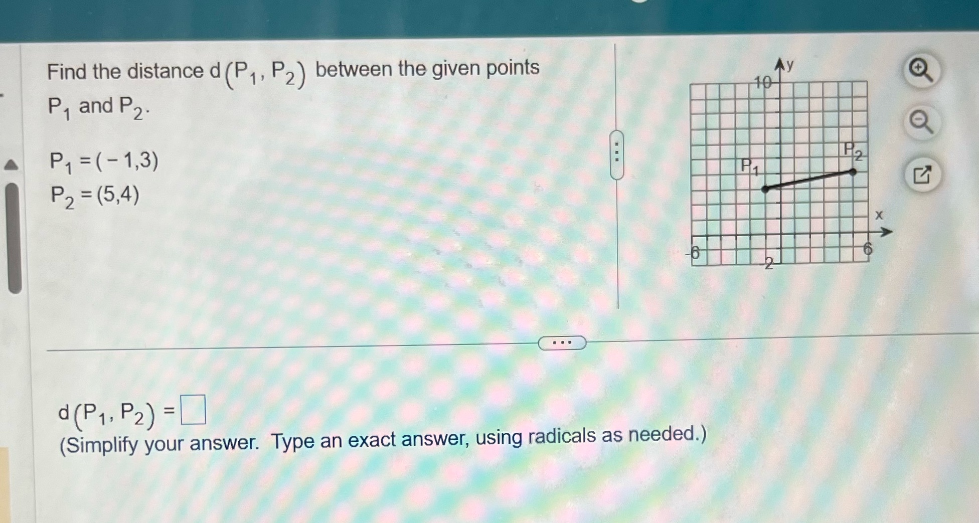 Find the distance d (P , , P2 ) between the