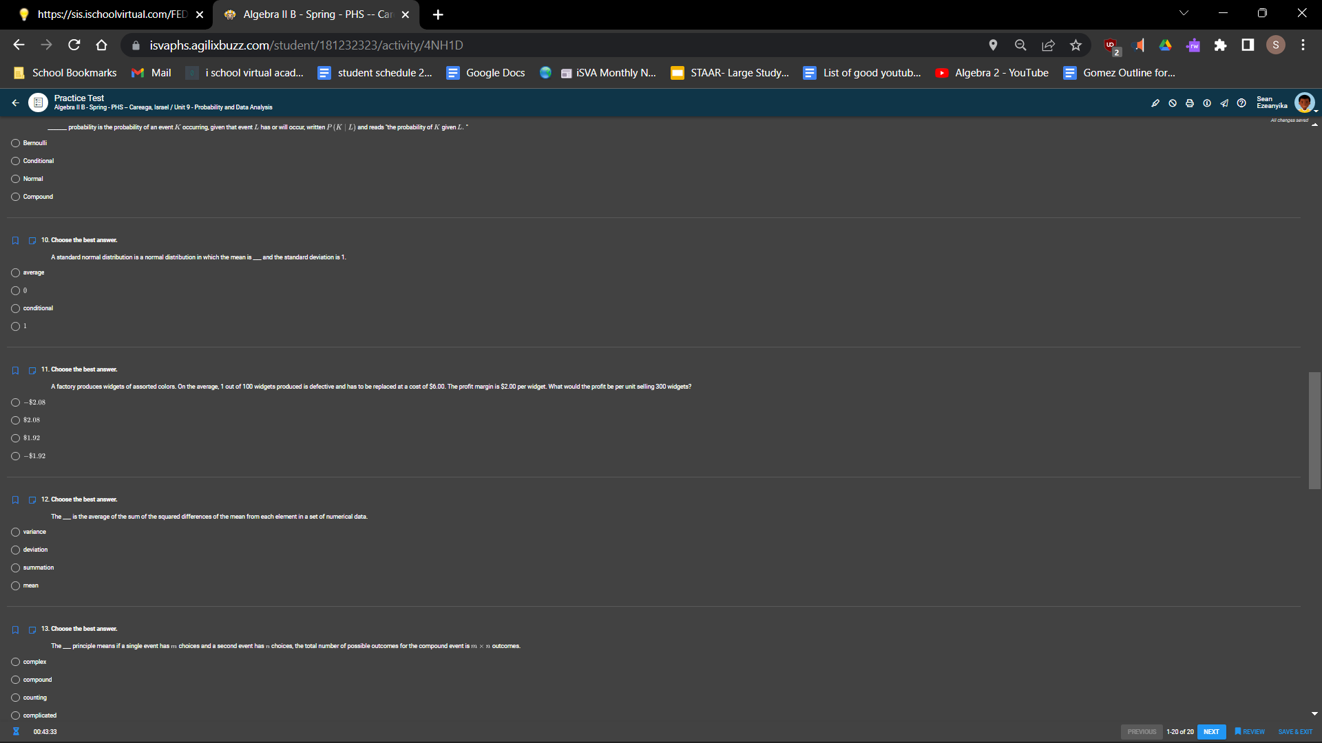 virtual acad... = student schedule 2... Google Docs iSVA Monthly N... STAAR-