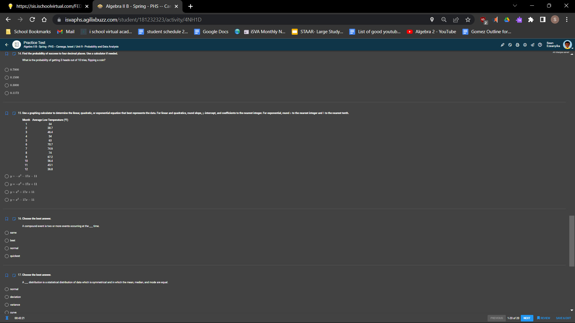 Large Study... List of good youtub.. Algebra 2 - YouTube = Gomez