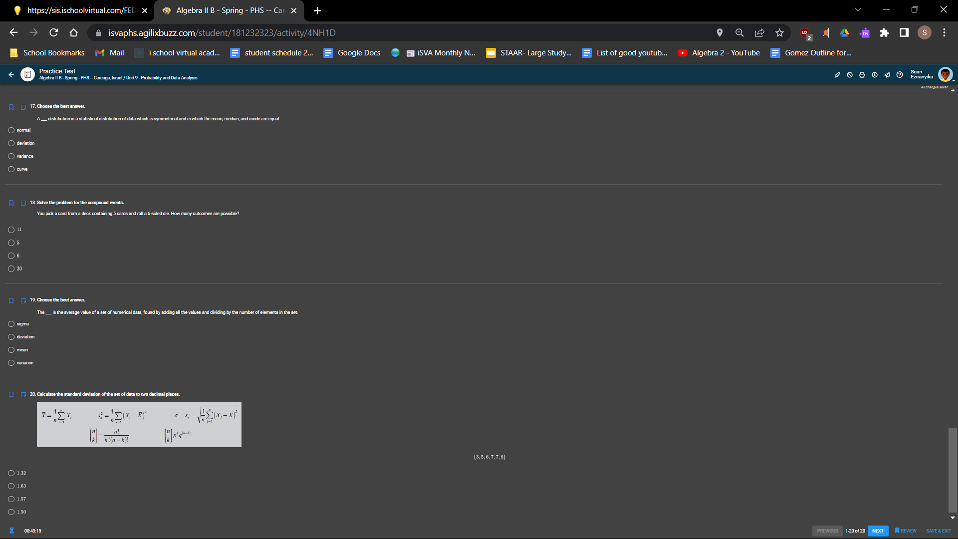 Outline for.. Practice Test Algebra II B- Spring - PHS - Careaga,