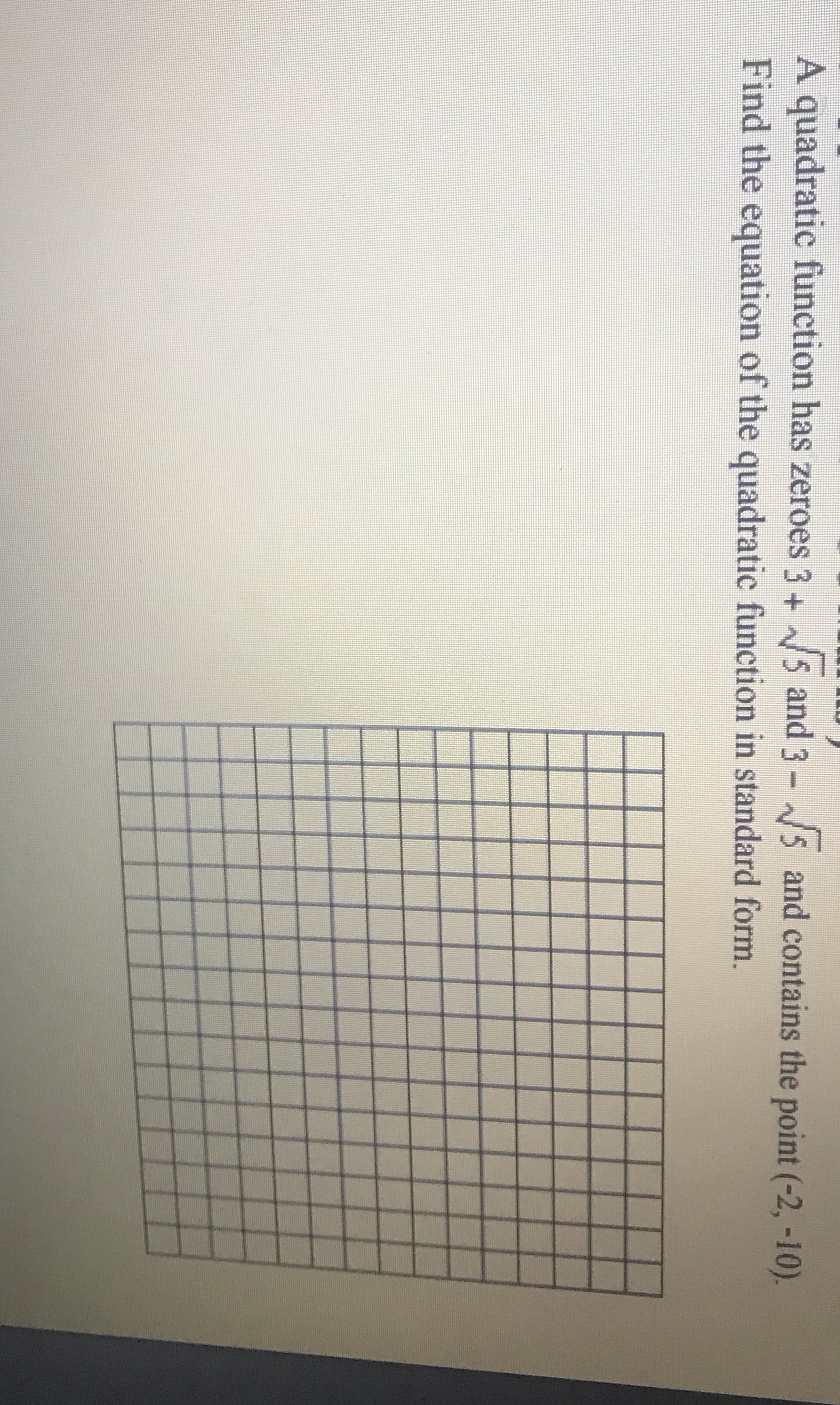 A quadratic function has zeroes 3 + /5 and 3 -