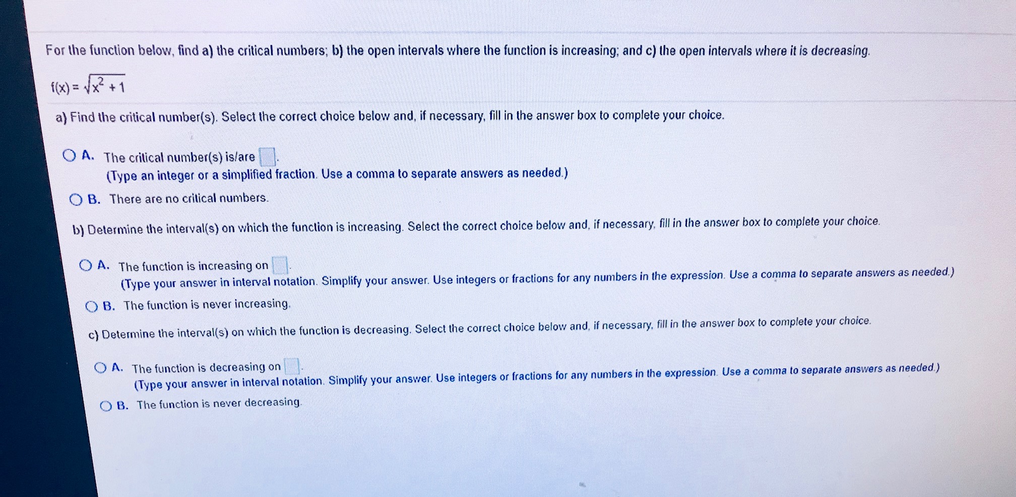 Please solve equation below as quickly as possible: For the function below,