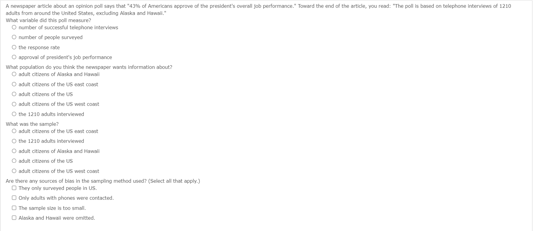 opinions of employed adult women about government funding for day care. She