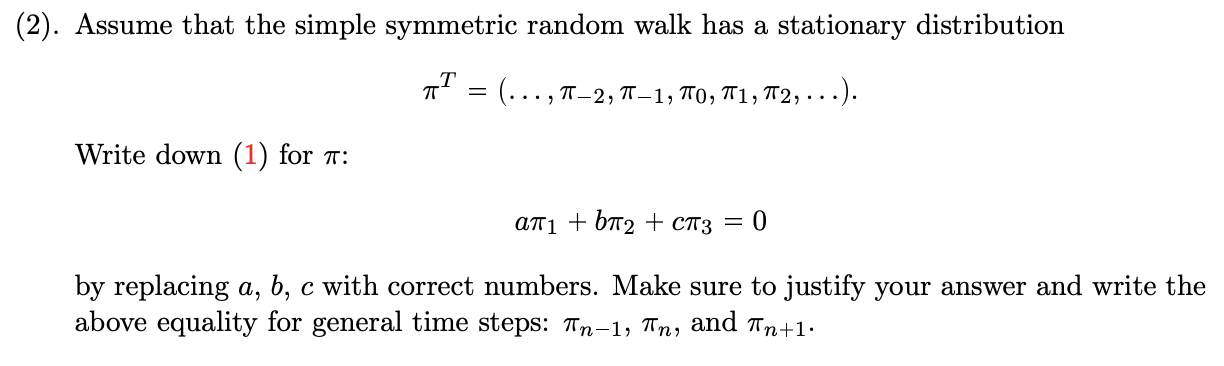 following series of questions, we will study the stationary distribution of the