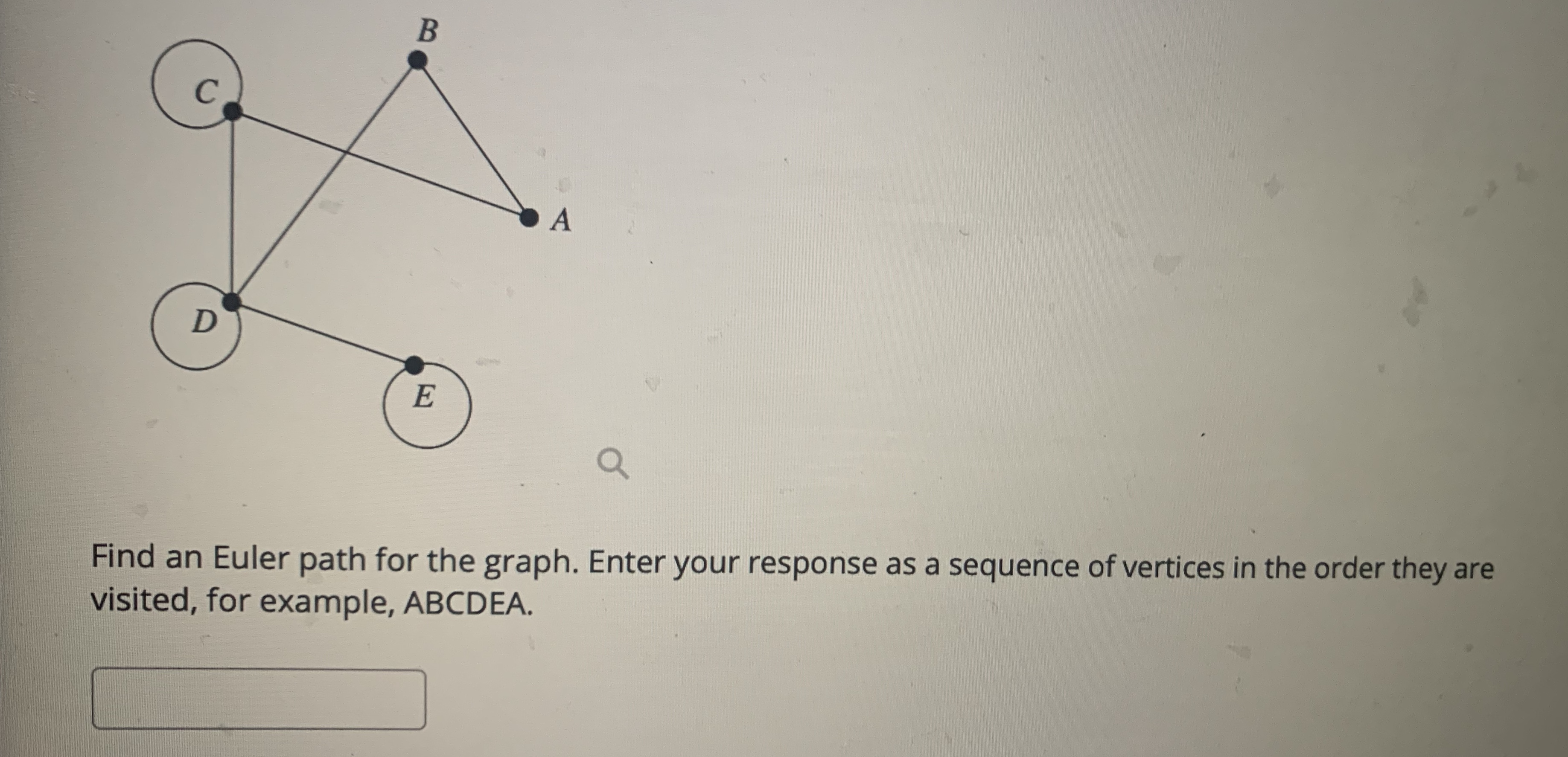  B C A D E Q Find an Euler path for