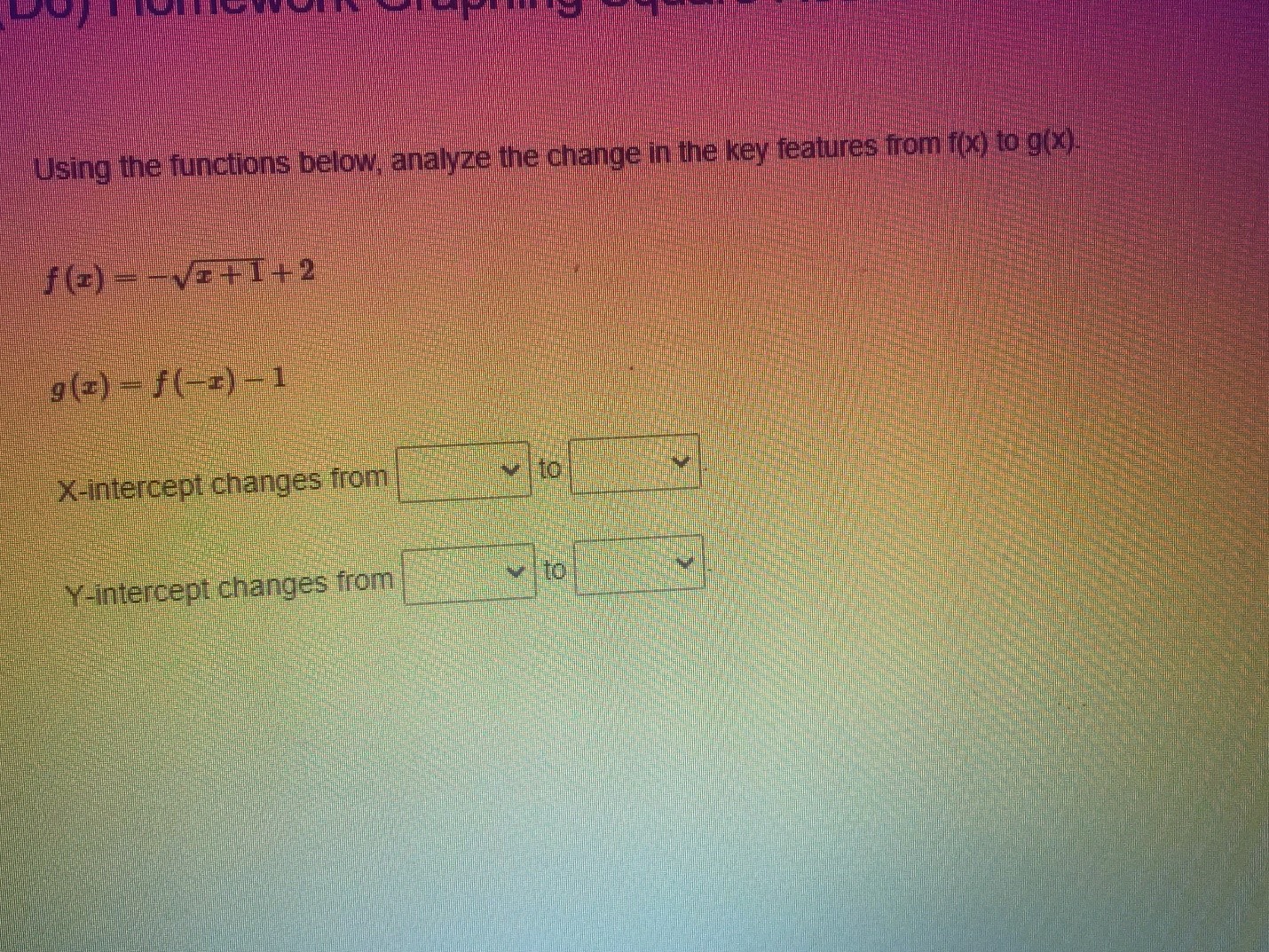 features from fo) to g(x) f () - VE+1-2 9 (=) -