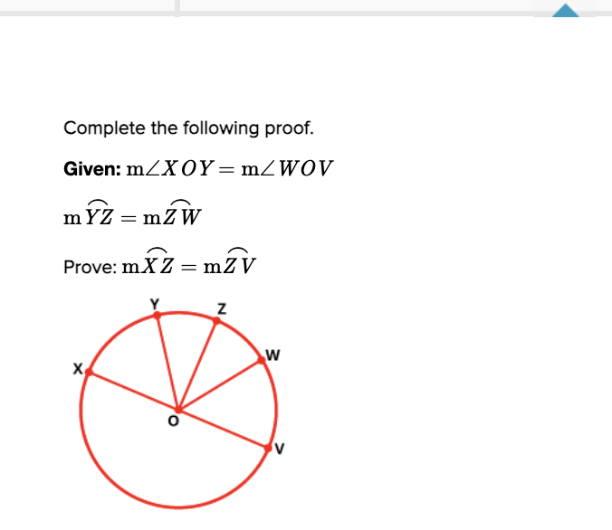 Complete the following proof. Given: Two concentric circles with AB tangent to