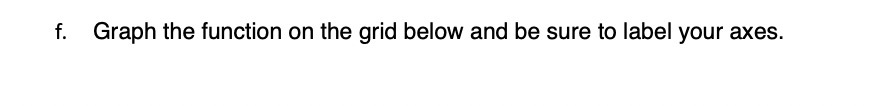  f. Graph the function on the grid below and be sure