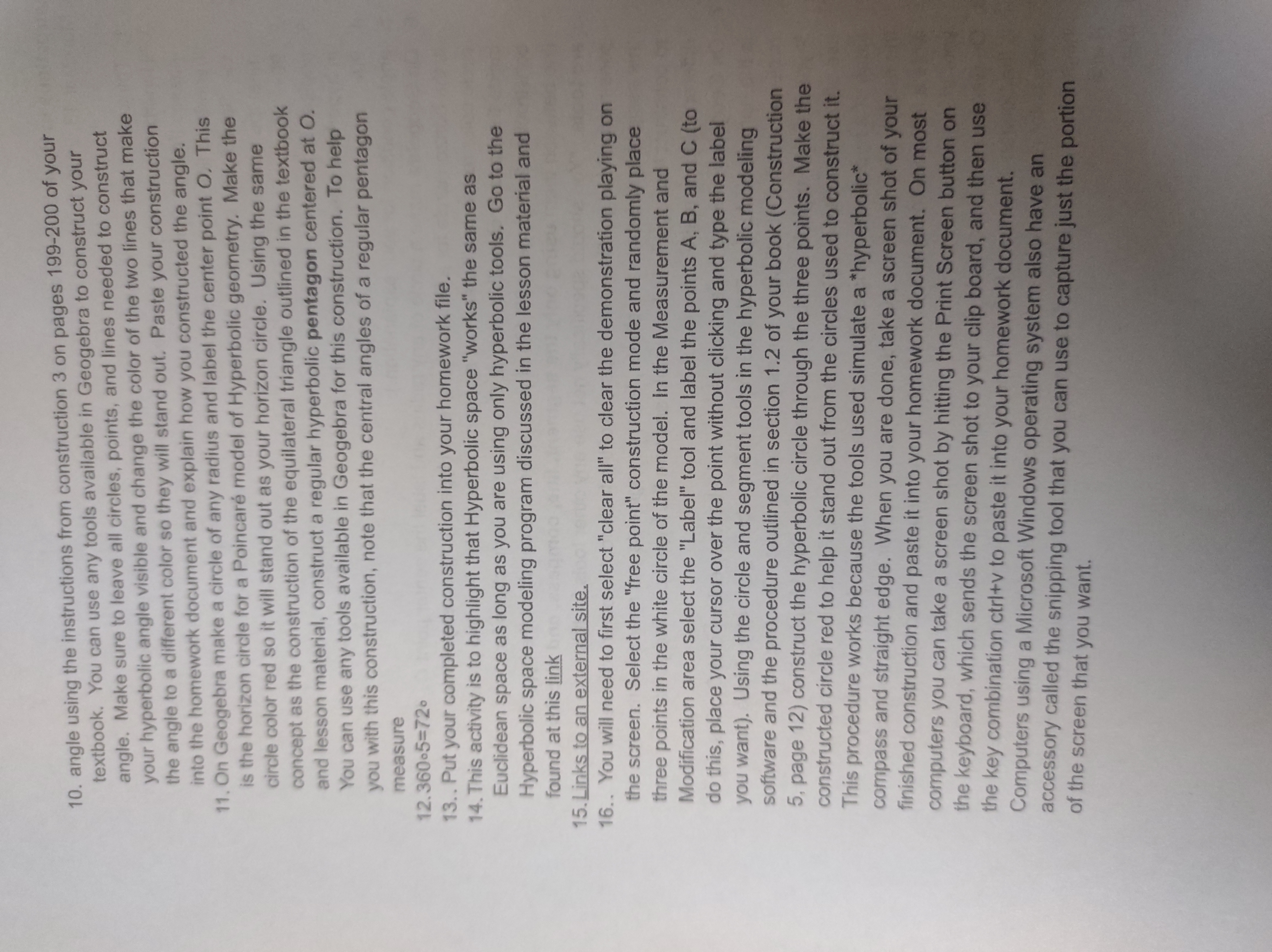  10. angle using the instructions from construction 3 on pages 199-200