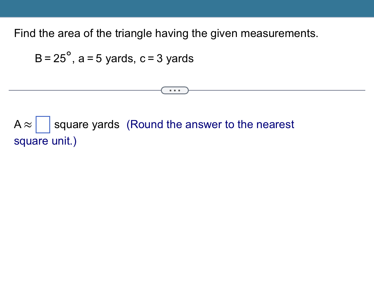 Find the value of x. x = D yd. (Round to the
