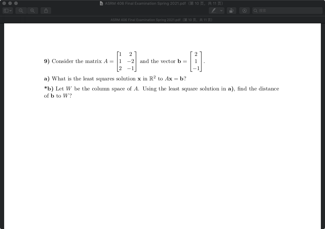 1111111111 1 2 2 9) Consider the matrix A = 1 2