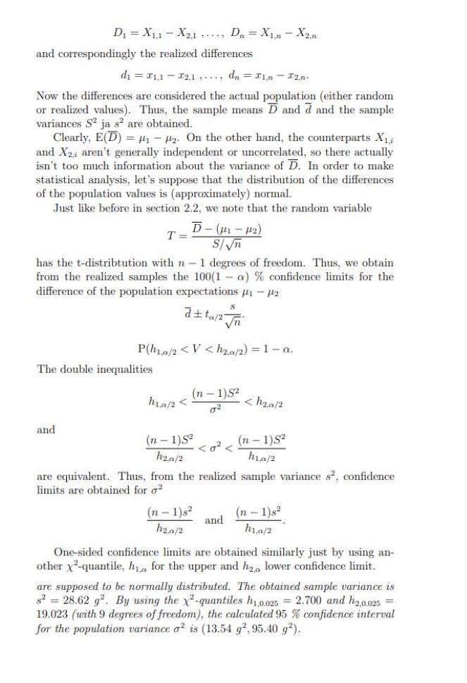 D1 = X1.1 - X2,1 . . .. . Dn =