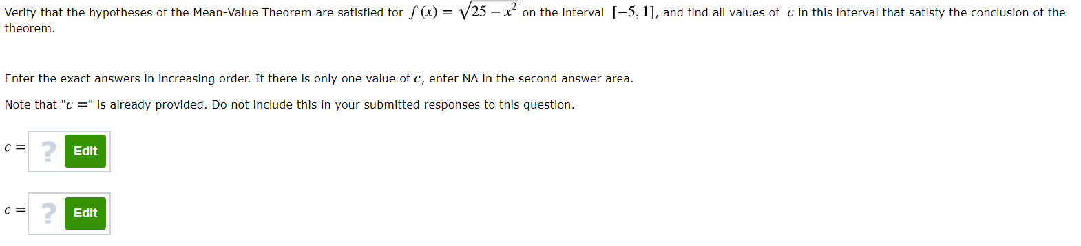 and find the value of c in this interval that satisfies the