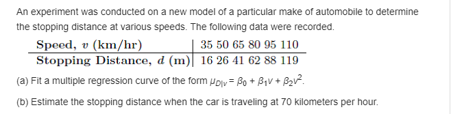 78.80 448.40 80.07 334.80 80.00 320.30 78.30 350.30 Estimate the quadratic regression