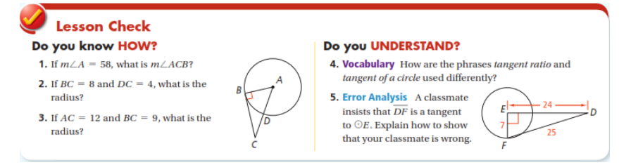  Lesson Check Do you know HOW? Do you UNDERSTAND? 1. If