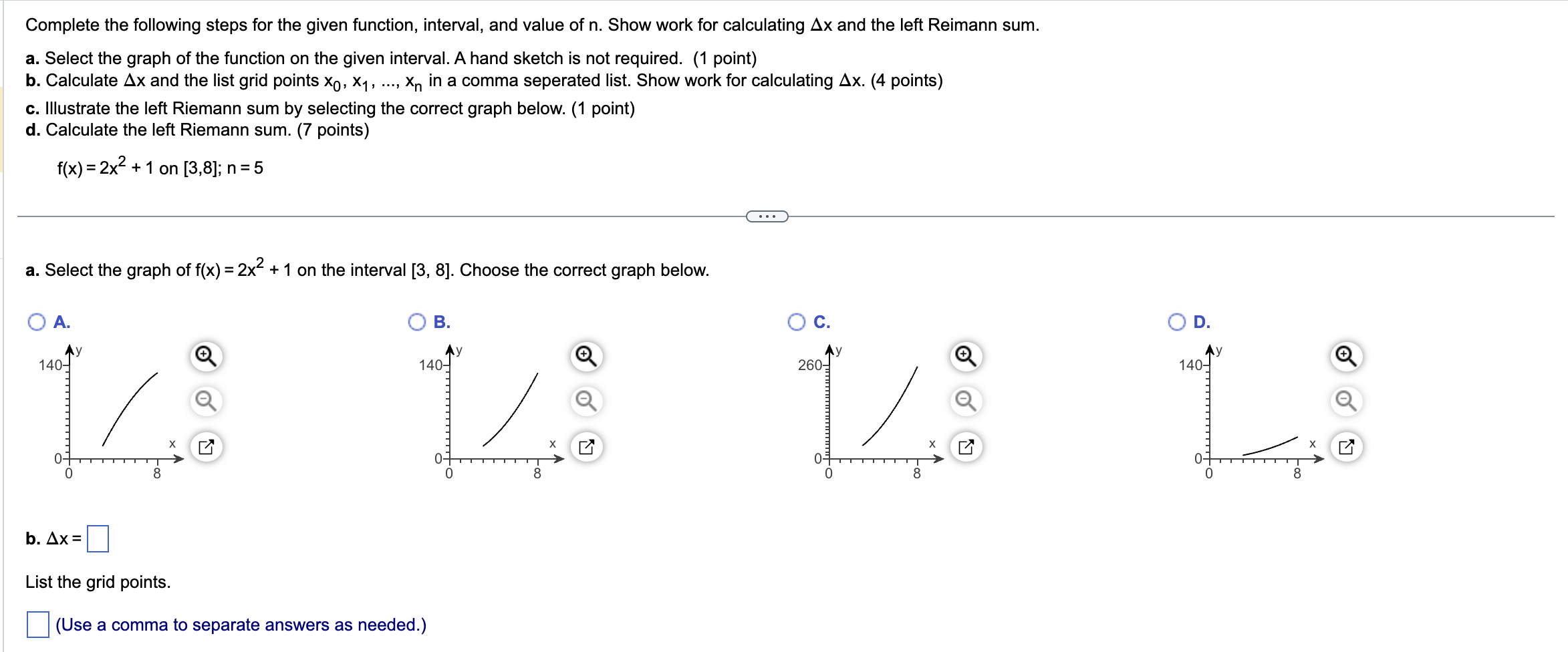  Complete the following steps for the given function, interval, and value
