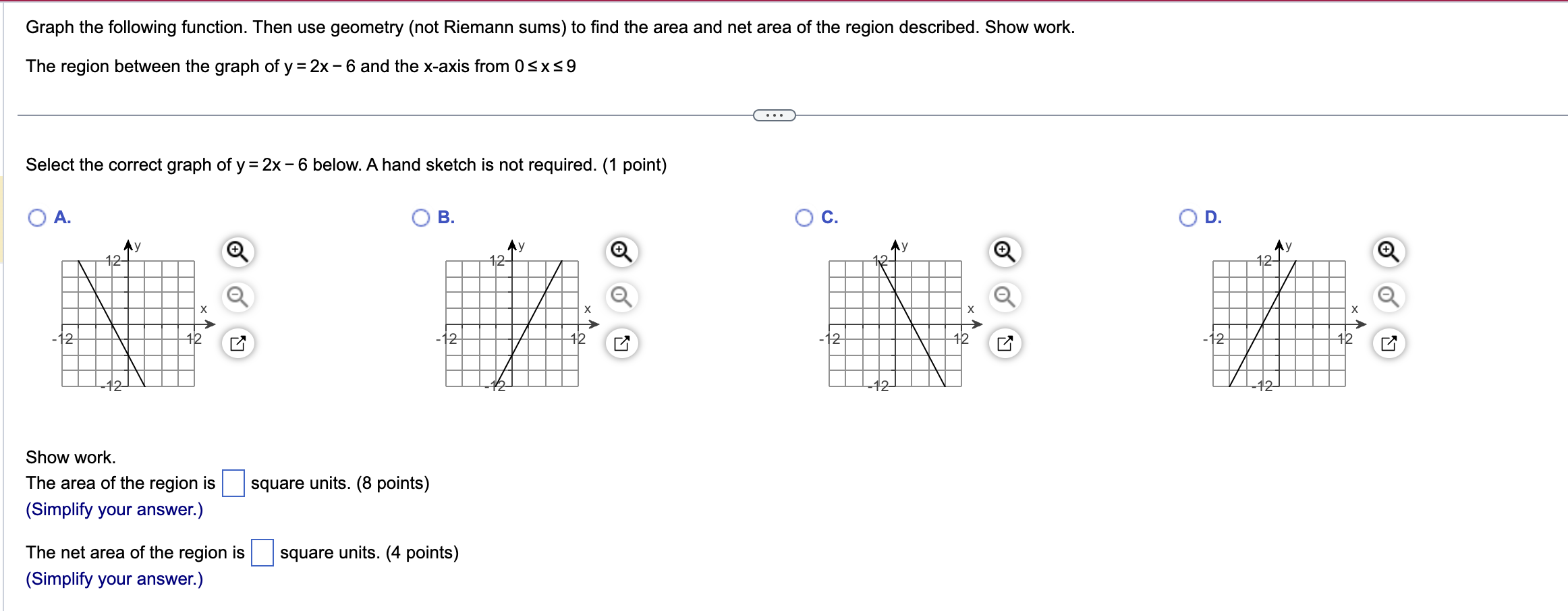 a. Select the graph of the function on the given interval. A