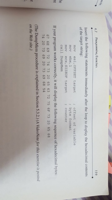 instruction with indirect addressing that copies a string from target, reversing the