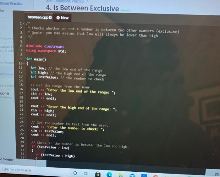 Between Exclusive Seved LO: (Apply Students will modify code to use logical
