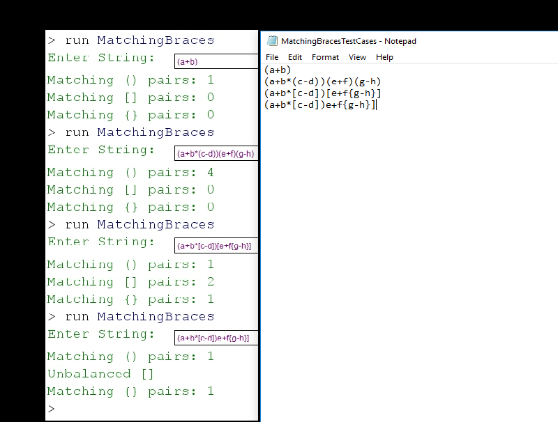 Write a java program to match parenthesis (), square braces [] and