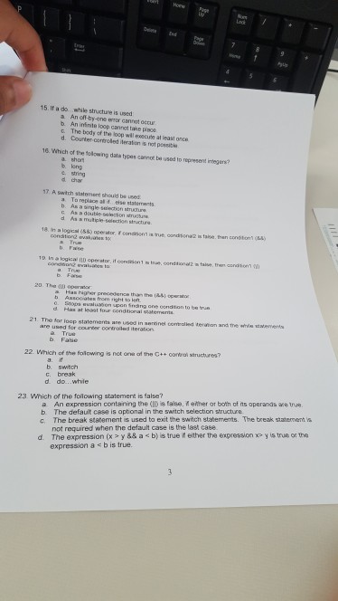  c++ If a do... while structure is used a. An off-by-one