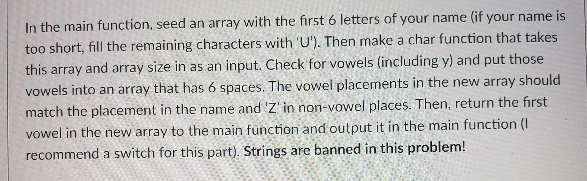  in c++ In the main function, seed an array with the