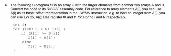  4. The following C program fill in an array C with