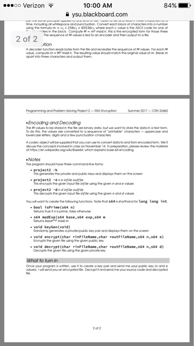 Verizon 10:00 AM 84%-. ysu.blackboard.com Programming and Problem Solving CSIS 2610 Summer