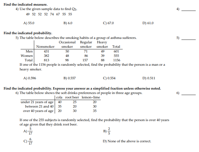 Hello I need help solving these problems, thank you ! \f