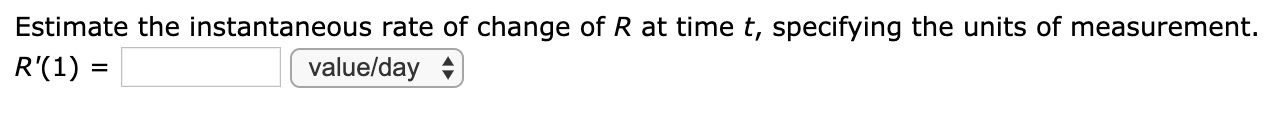 in U.S. dollars as a function of the timetin days.? R(t) =280+40t3;t=