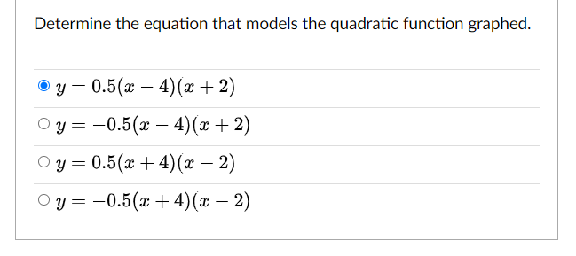 2 1 pts A quadratic expression has zeros at (0, 0) and