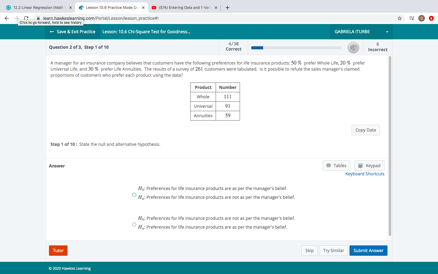  need step by step help performing a chi-square test for goodness