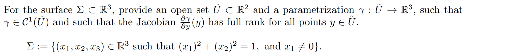 For the surface C R, provide an open set U C