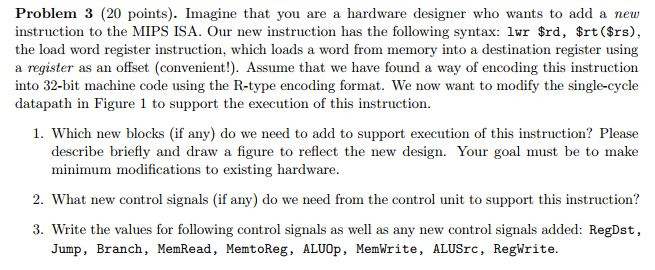  Problem 3 (20 points). Imagine that you are a hardware designer