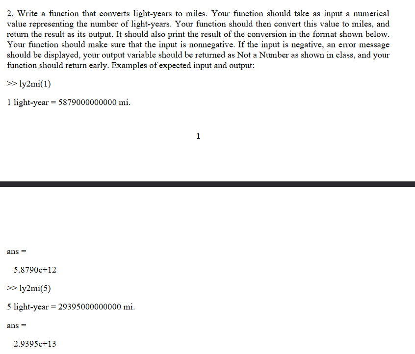 Write a function that converts light-years to miles. Your function should