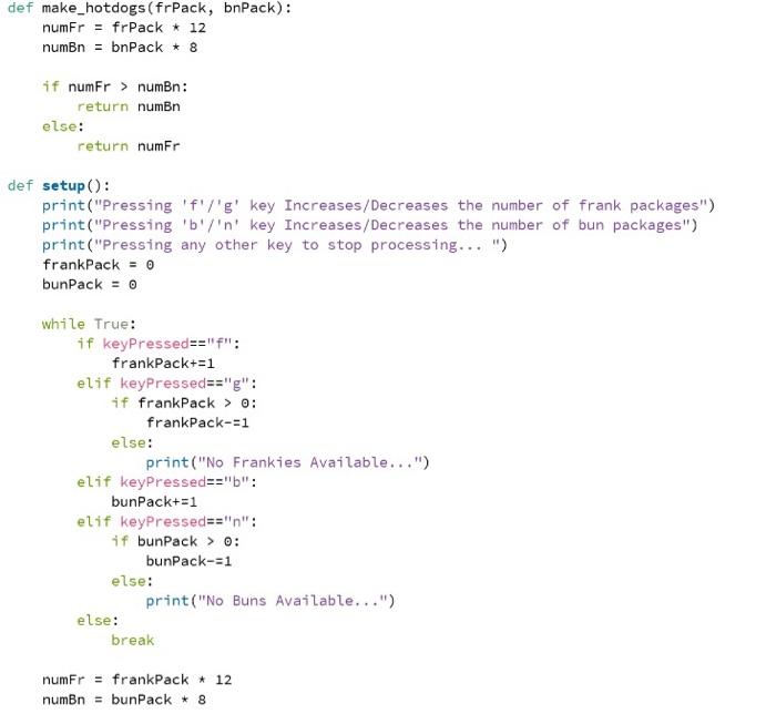 # Processing input if ch.lower()== frankPack 1 elif ch.lower) if frankPack >
