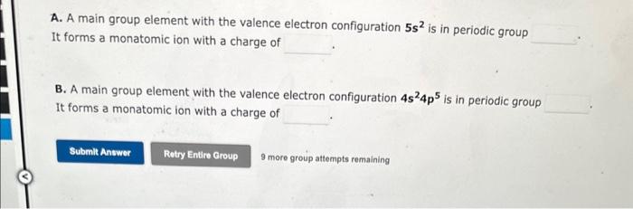  A. A main group element with the valence electron configuration 5s2