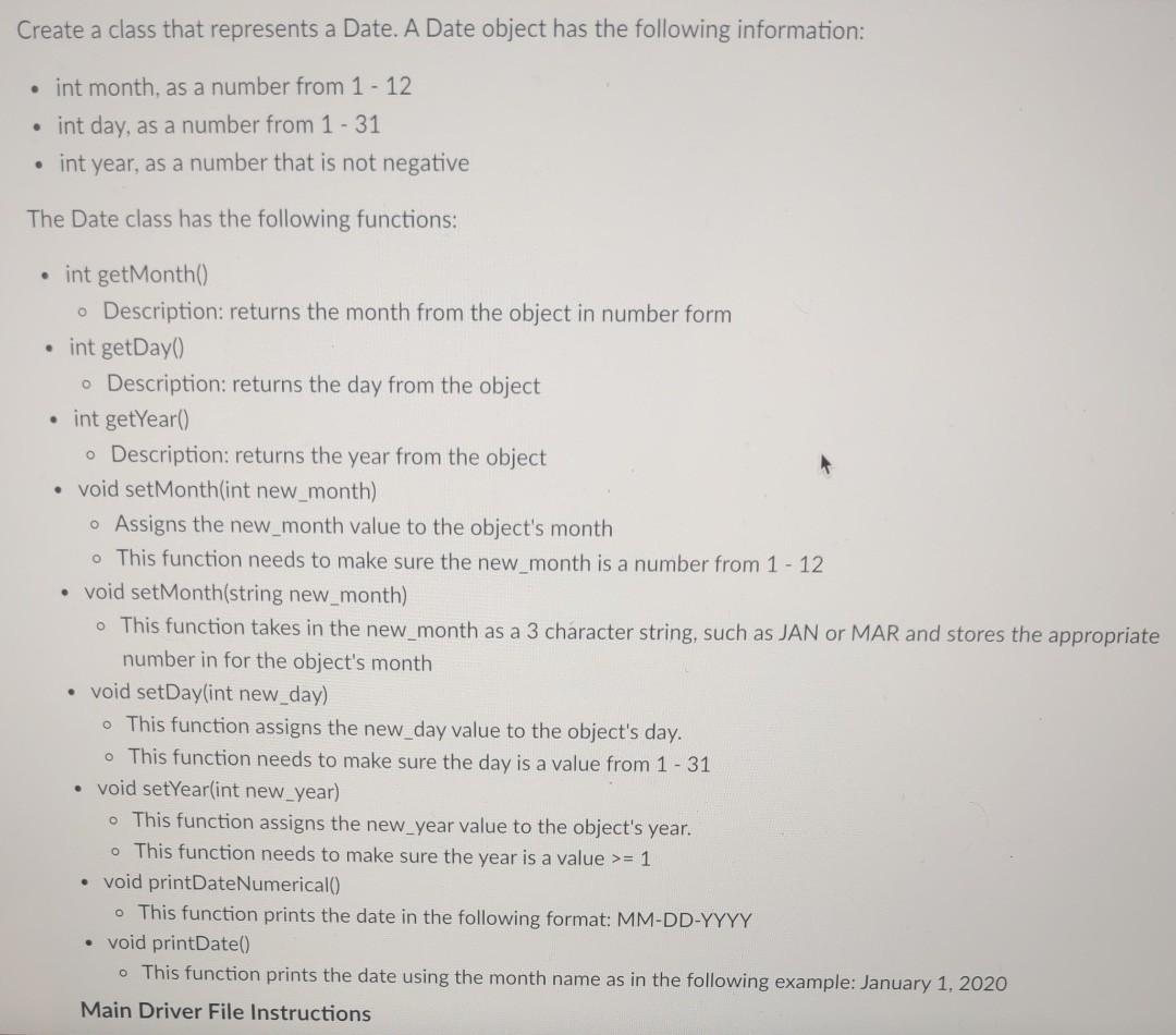  Please write this code in Date.H or Date.hpp "Header file", and