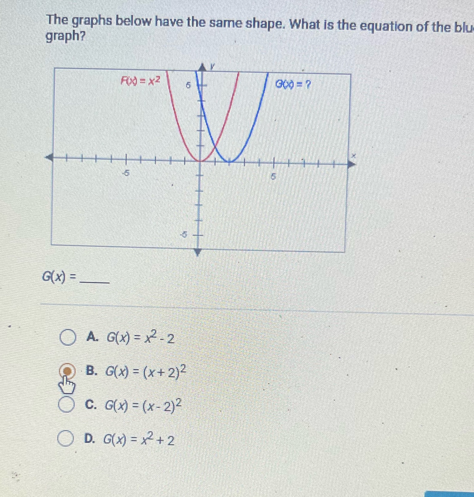 What is the correct answer The graphs below have the same shape.
