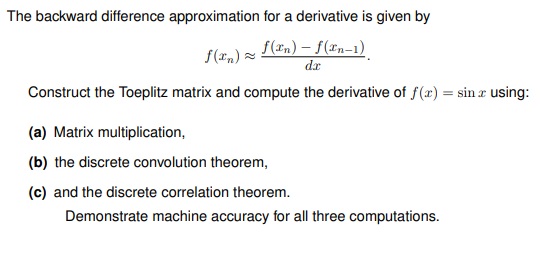 The backward difference approximation for a derivative is given by fla)
