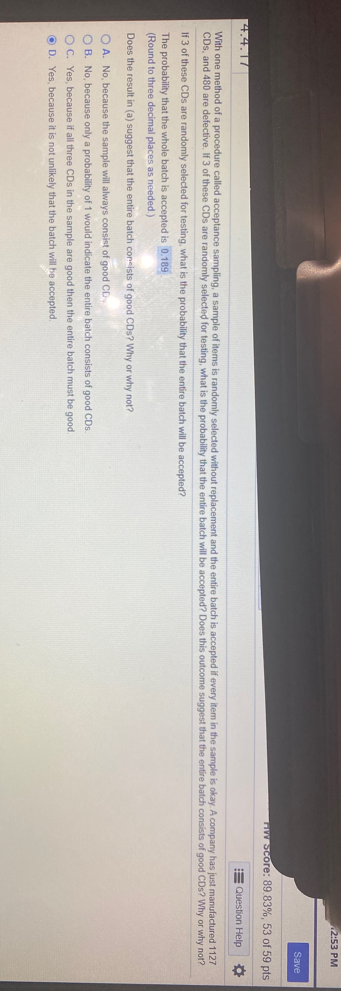 Please help me choose the correct multiple choice question. It is NOT