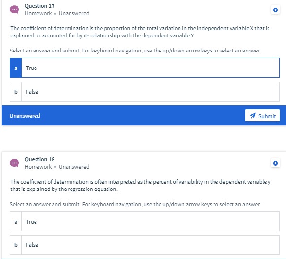 use the up/down arrow keys to select an answer. a Used to