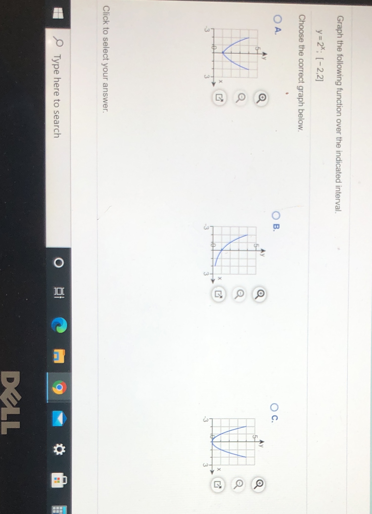  Graph the following function over the indicated interval. y = 2%;