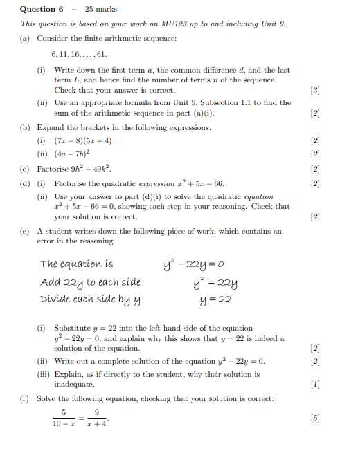  Question 6 25 marks This question is based on your work