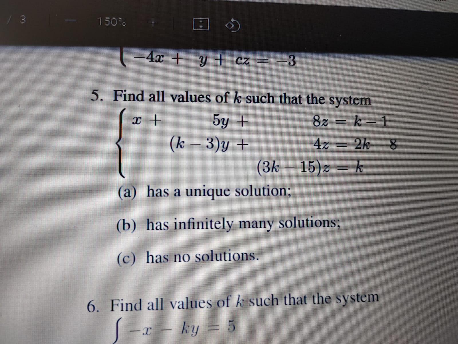 no solutions. 10. Find all value of h such that the augmented