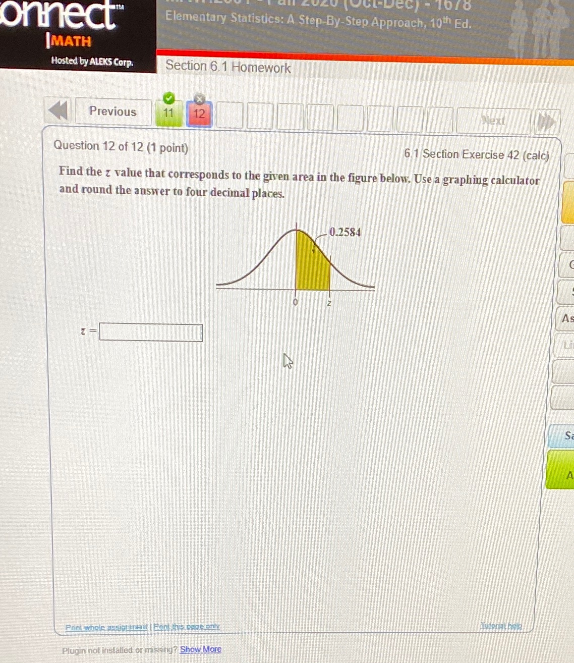 onnect" (Oct-Dec) - 1676 Elementary Statistics: A Step-By-Step Approach, 10th Ed.